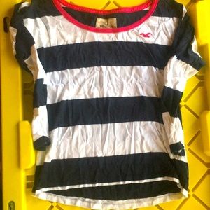 Holllister striped 3/4 length sleeve tee